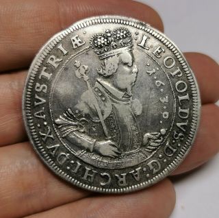 Holy Roman Empire Leopold V (1619 - 1632) Silver Thaler Coin Hall 1630