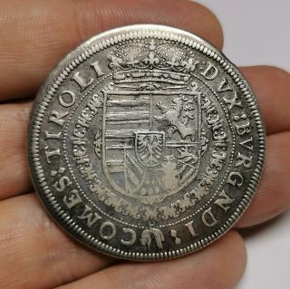 Holy Roman Empire Leopold V (1619 - 1632) Silver Thaler Coin Hall 1630 2