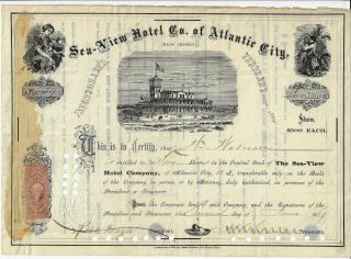 Jersey 1869 Sea View Hotel Co Of Atlantic City Stock Certificate 24