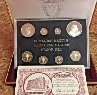 Bahrain Sterling Silver Proof Set 8 Coins 1403 - 1983 Isa Town