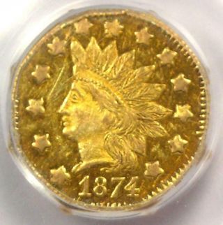 1874 Indian California Gold Dollar Coin G$1 BG - 1124 - Certified PCGS AU58 5