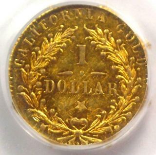 1874 Indian California Gold Dollar Coin G$1 BG - 1124 - Certified PCGS AU58 6