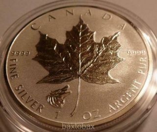 2016 Wolf Privy Canada Maple Leaf 1 Oz.  Silver Reverse Proof $5 Coin