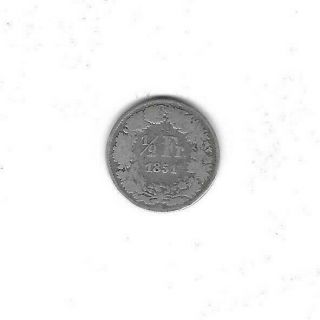 Switzerland:1/2 Franc 1851 Silver Space Filler (see Scans)