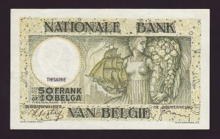 BELGIUM - 50 francs,  1938 - P 106 - XF - aXF 2