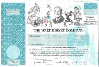Walt Disney Company Stock Cert