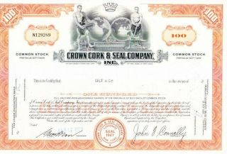 Crown Cork & Seal Company Inc NY 1969 Stock Certificate 3