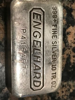 Engelhard 10 Oz Cast Silver Bar P Series