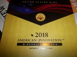 2018 - S American Innovation $1 Reverse Proof Coin Introductory Coin