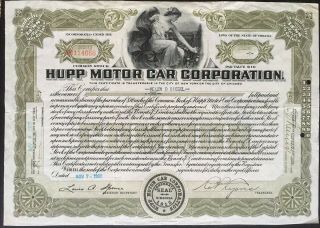 Hupp Motor Car Corporation Stock 1930.  Va.  Famous 