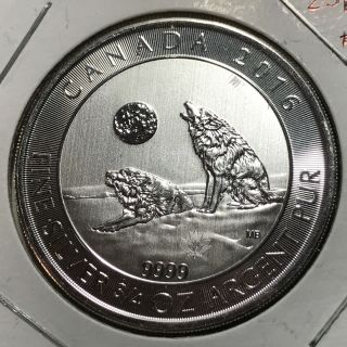 2016 Canada Silver $2 Wolf 3/4 Oz.  Brilliant Uncirculated Crown