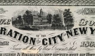 CORP.  of THE CITY of YORK Bond 1869.  $3,  000.  Historic Certificate Boss Tweed 2
