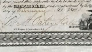 CORP.  of THE CITY of YORK Bond 1869.  $3,  000.  Historic Certificate Boss Tweed 3