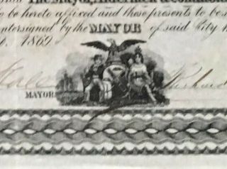 CORP.  of THE CITY of YORK Bond 1869.  $3,  000.  Historic Certificate Boss Tweed 5