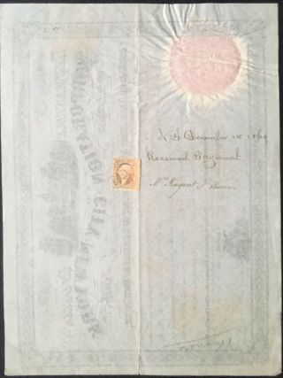 CORP.  of THE CITY of YORK Bond 1869.  $3,  000.  Historic Certificate Boss Tweed 7