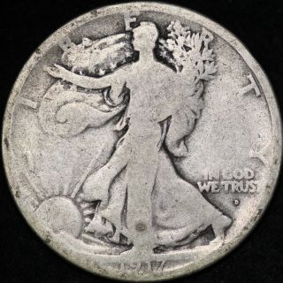 Fine 1917 D Obverse Walking Liberty Silver Half Dollar