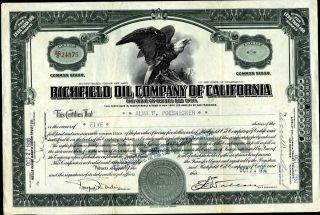 Richfield Oil Company Of California,  1930,  Uncancelled Stock Certificate