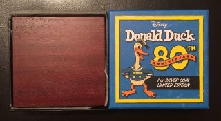 2014 Niue Silver Donald Duck 80th Anniversary Box And Certificate Only No Coin