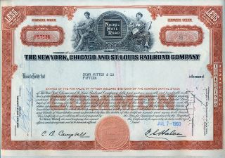 York Chicago & St.  Louis Railroad Co.  Stock Certificate Nickel Plate Road