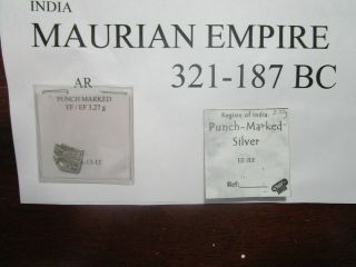 321 - 187 Bc Maurian Empire India Punch - Marked Silver 3.  27 Grams