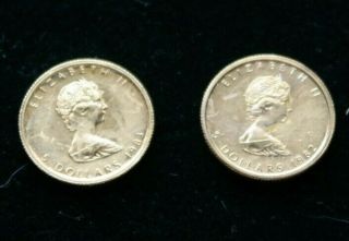 Set Of 2 1/10 Oz Canadian Gold Maple Leaf $5 Coin.  9999 Fine Dated 1982 & 1983