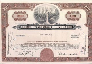 Stock Certificate Columbia Pictures Corp.  To Broker Oppenheimer & Co.