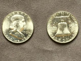 1963 - D Franklin Half Dollar Brilliant Uncirculated - Bu