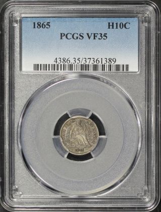 1865 Liberty Seated Half Dime Pcgs Vf - 35 Rotated Reverse - 181218