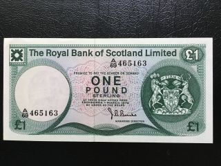 The Royal Bank Of Scotland 1974 £1 One Pound Banknote Unc S/n A69 465163