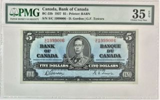 1937 Bank Of Canada $5 Bc - 23b Pmg Graded Vf 35 Epq 35693