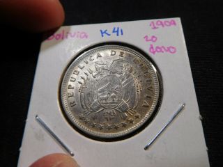 K41 Bolivia 1909 20 Centavos