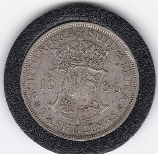 South Africa 1936 Two And A Half Shillings Silver (92.  5) Coin