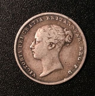 United Kingdom 1856 6 Pence Silver Coin - Victoria 1st Portrait; 1st Type