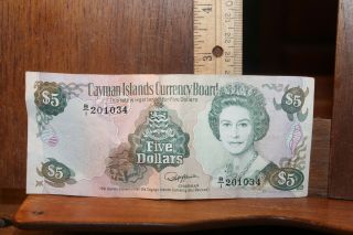 1991 Cayman Islands Five Dollars $5 Bill