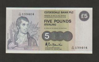 Scotland,  Clydesdale Bank,  5 Pounds Banknote,  5.  1.  1983,  Uncirculated Cond,  Cat 212 - B