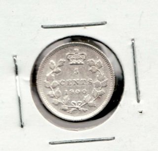 1900 Canada 5 Cents Victorian A Fine,  Large Oo,  Silver Coin