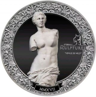 2017 2 Oz Black Proof Silver 10$ Venus De Milo,  Eternal Sculptures Coin.