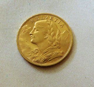 1914 Swiss Gold 20 Francs From W.  W.  2 Army Air Corps Pilot Pack,  Usa Ship.