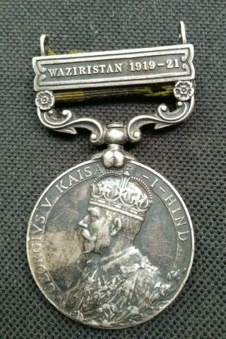1919 - 21 British India Waziristan War Medal Kg V Named 2557 Nk Ibrahim 1 - 26 Pjbis