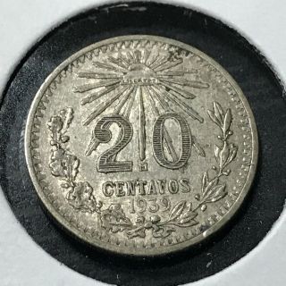 1943 Mexico Silver 20 Centavos