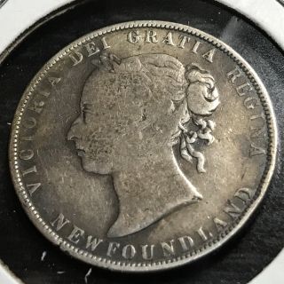 1900 Newfoundland Canada Silver 50 Cents Queen Victoria