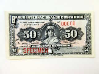 Costa Rica,  1918 - 1921,  50cts P - 157s,  Unc.  To Cu Wavey Paper Great Embossing Abn