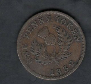 1832 Nova Scotia One Penny Token Ns - 2b2