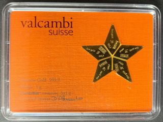 Valcambi Suisse Combibar Star 5 X 1 Gram Gold 999,  9 Fine