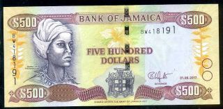 Jamaica 500 Dollars 2017 Prefix Bw P 85 Uncirculated