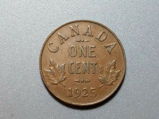 1925 One 1 Cent Canada - Copper Penny - George V - Higher Grade - Ships Us