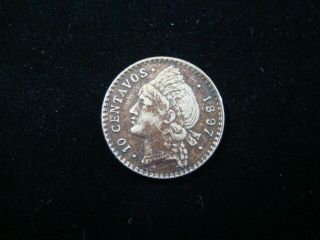 Dominican Republic 1897 Silver 10 Centavos Vf Km 13