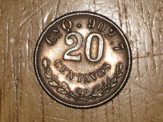 Mexico 1903 Cn Q Silver 20 Centavos Coin Very Fine