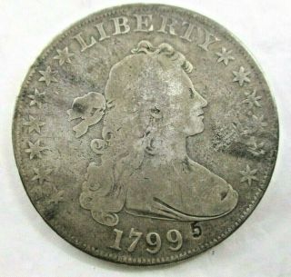 1799 Silver Dollar Bb - 161,  Die Crack From Edge Through Wing Rev