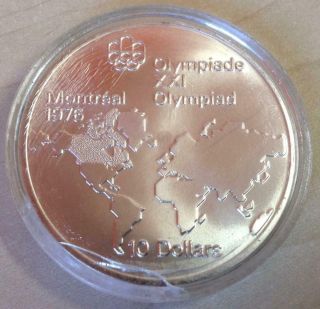Canada 1973 Xxi Montreal Olympics 1976,  10 Dollars Silver Coin Unc / T19234